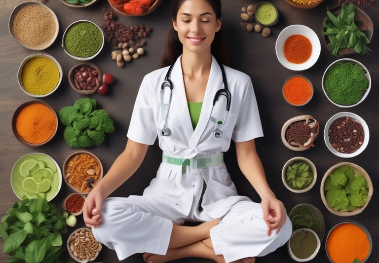 a woman meditating in a yoga pose