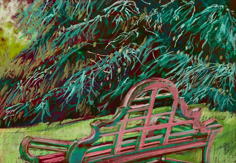 Lutyens bench Dumfries House - digital drawing