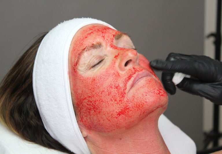 Kvinde får en Vampire Facial behandling.