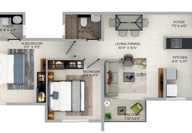 2Bhk Flat Provident Sunworth Phase 2 Floor Price Plan