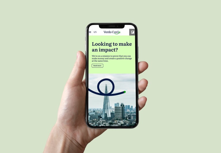 Mockup de una publicación digital para Verdo Circle en formato móvil