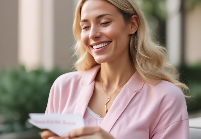 A serene pastel background featuring digital affirmation cards.