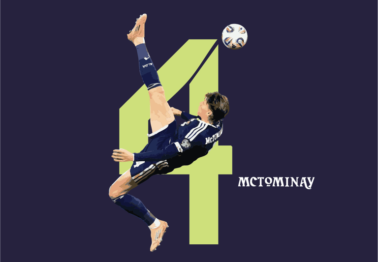 Scott McTominay scoring a world record breaking bicycle kick for Scotland's first goal 