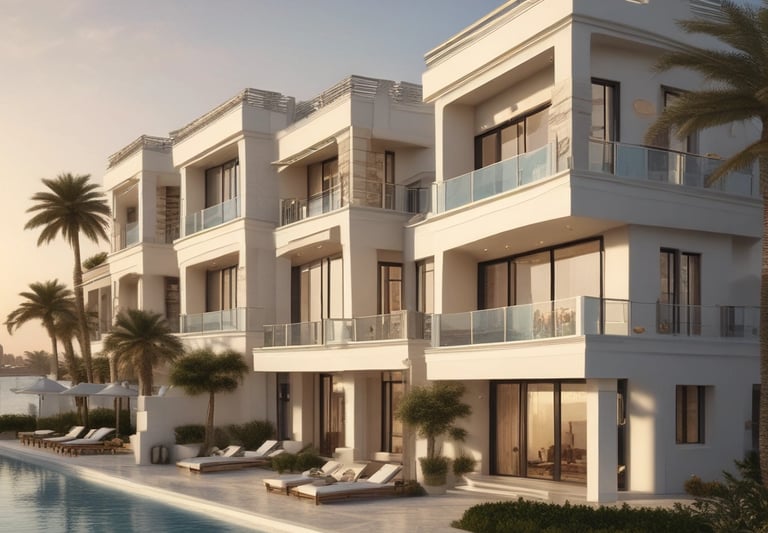A luxurious villa with a private pool and landscaped garden in a quiet Dubai residential community.