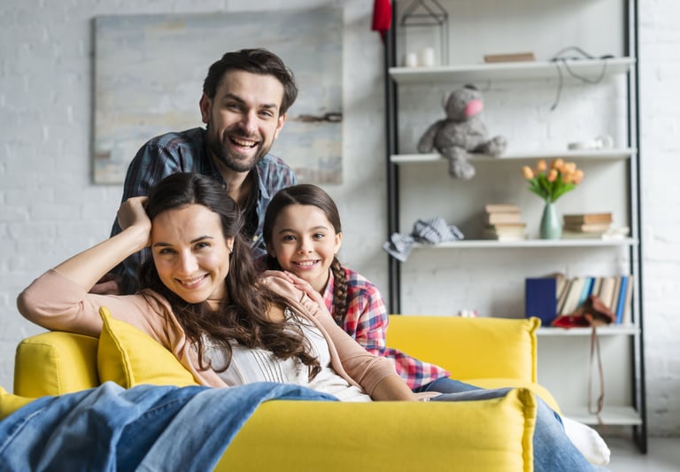 Happy family relaxing indoors promoting healthy lifestyle,organic Iranian food, and natural wellness