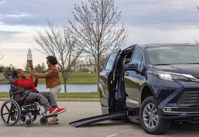 Teenager in a wheelchair getting ready to get in