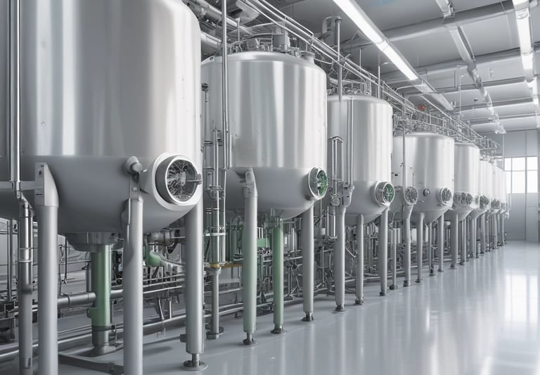 A sleek, contemporary office space with large windows.