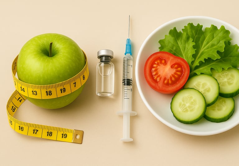 GLP-1 medication and weight loss lifestyle illustration