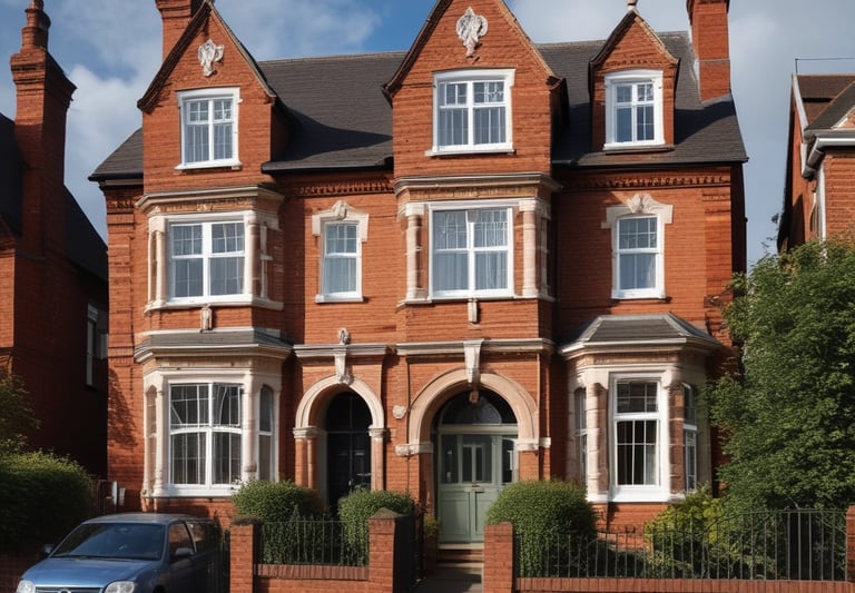 A multi-story residential building with a modern design, elevated on concrete stilts, surrounded by parked cars and adjacent to other similar structures. The sky is clear with a few scattered clouds, and there are street signs and some greenery in the vicinity.