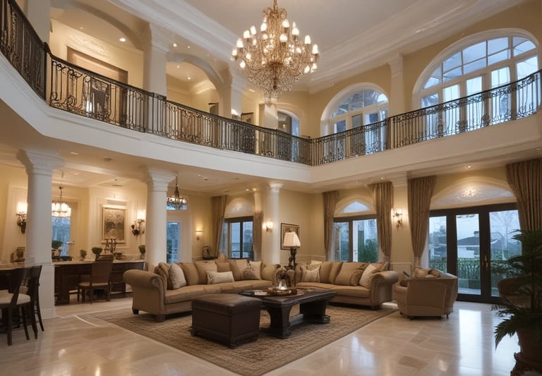 outdoor lamps turned on