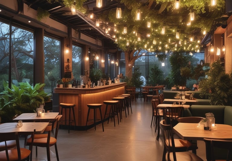 A modern house with a flat roof and solar panels is situated near a beach. The property is surrounded by a stone wall and features a well-manicured lawn with several small palm trees. There is a paved driveway leading to the entrance, and the beach is visible with gentle waves meeting the sand. Palm trees are scattered along the property and the beach.