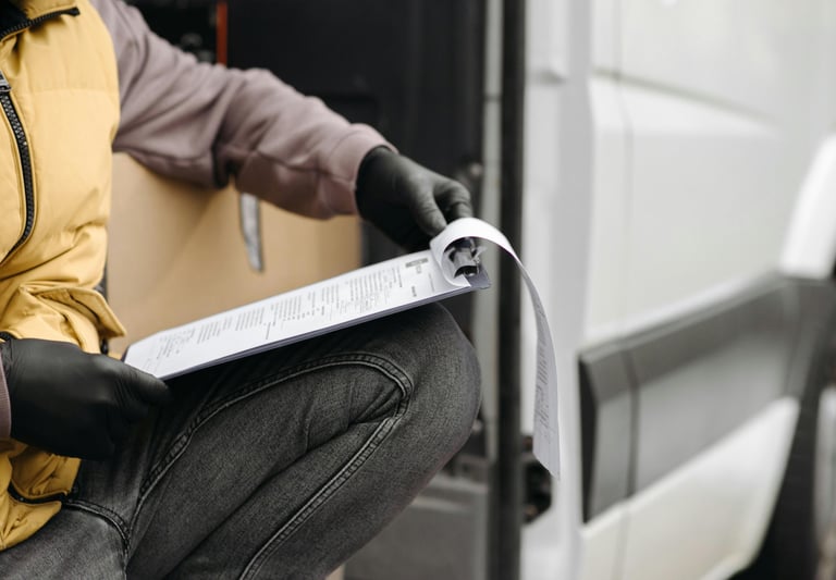 Artisan faisant un rapport d'intervention