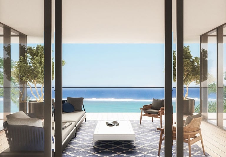 Ultra-prime Dubai Harbour Seapoint Penthouse with private beach and Marina skyline views.