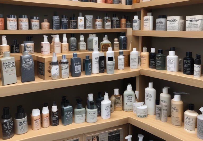 A vibrant display of premium face and hair care products.