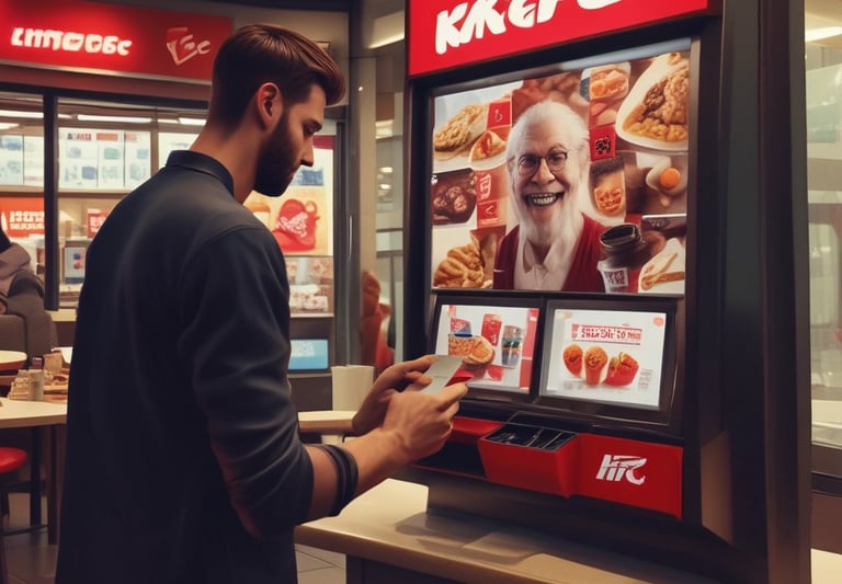 A large digital screen displays a complex pattern resembling a maze or circuit board. The design is composed of bright blue lines and dots, interspersed with small red lights scattered throughout. In the foreground, a silhouette of a person is visible, observing the intricate display.