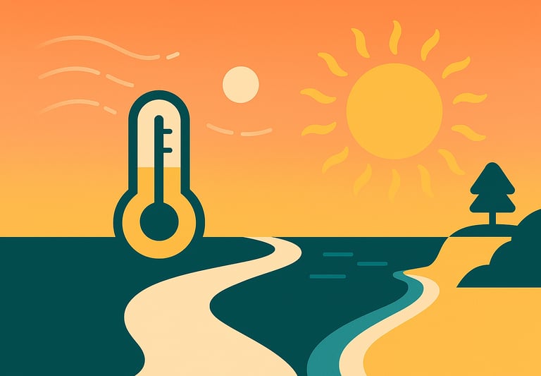 Mallorca Unlocked – illustrazione minimalista che evoca una strategia contro il caldo.