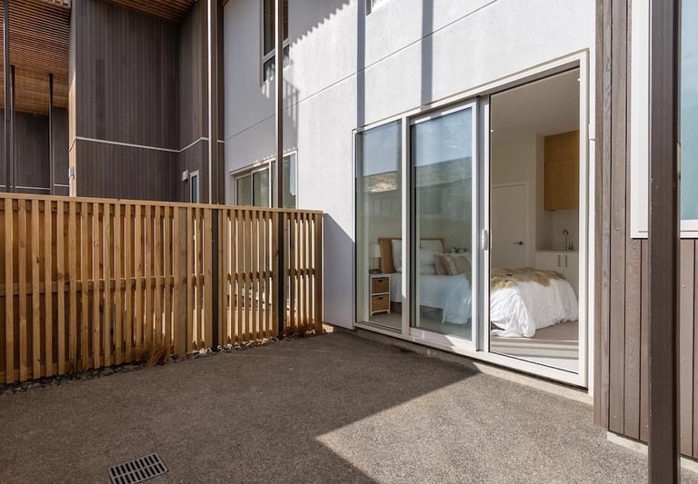 Bedroom patio in New Town house Wellington