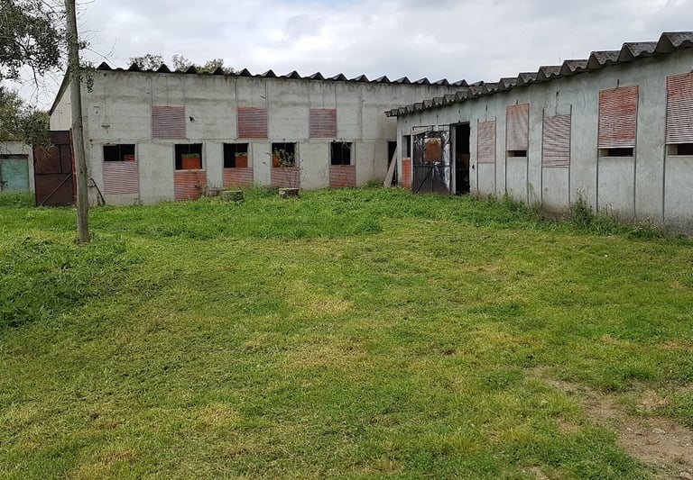 a building with a lot of windows and a fence