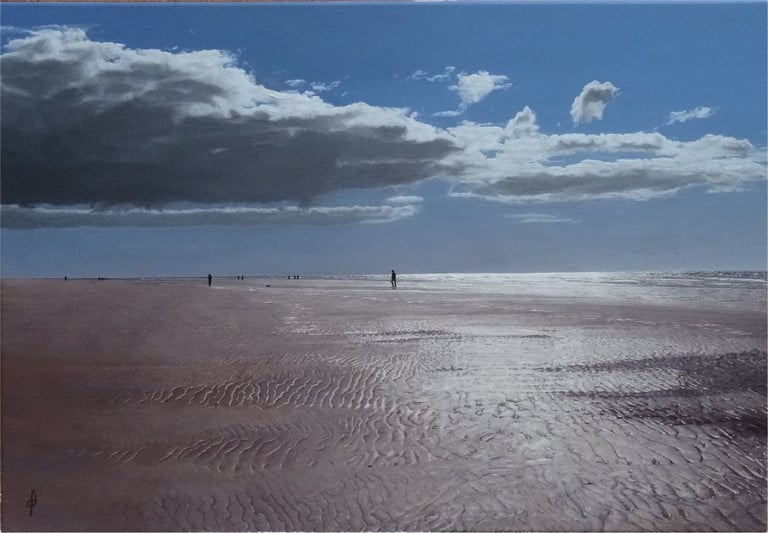 Tableau peinture à l'huile - Plage illuminée à Berck