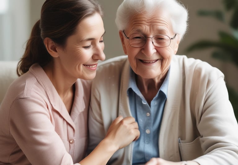 Close-up of hands holding, symbolizing trust and companionship between caregiver and senior.