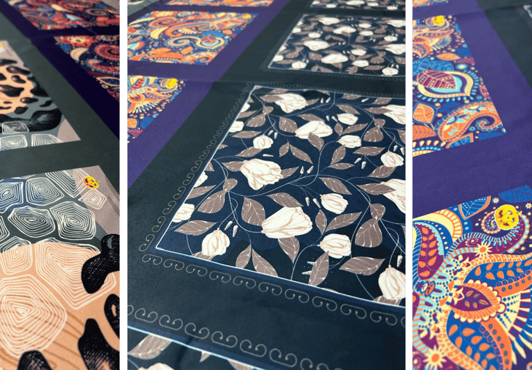 Custom Pocket Square and scarf prints on Satin fabric