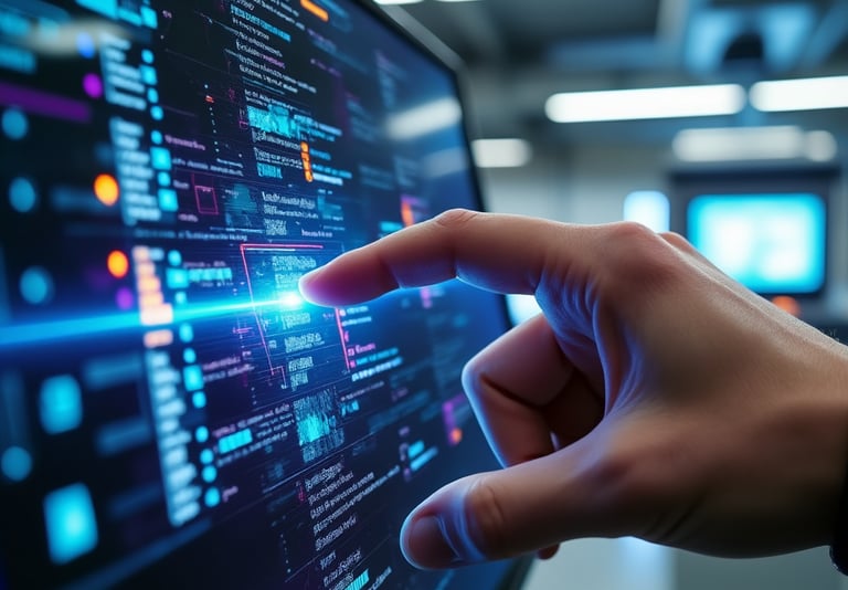 a person's hand touching a computer screen