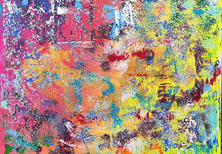 Acrylic painting Acrylbild Acryl Bild Gemälde abstrakt pink gelb blau orange