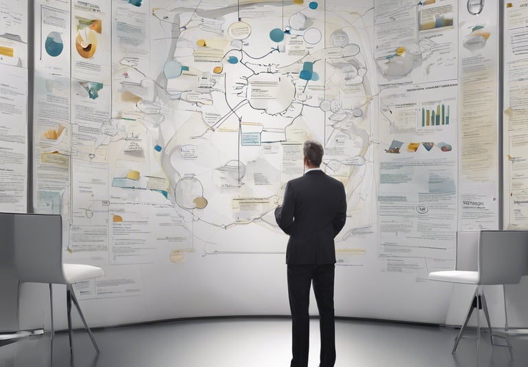 a man standing in front of a wall with a map of the world