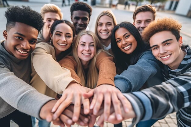 imagem de jovens reunidos .