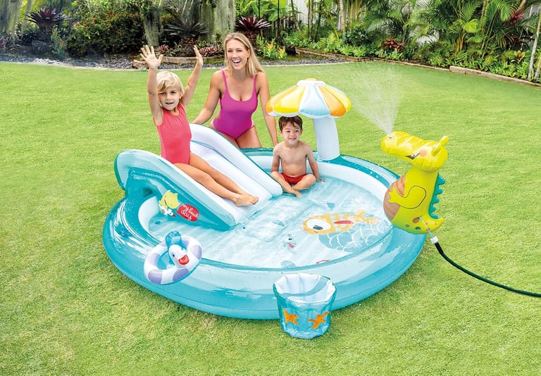 Intex Gator 6.6&amp;amp;amp;#x27; x 5.6&amp;amp;amp;#x27; x 4&amp;amp;amp;quot; Outdoor Inflatable Kiddie Pool Water Play Swim Center