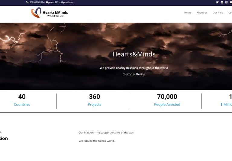 a website page with a picture of a lightning bolt