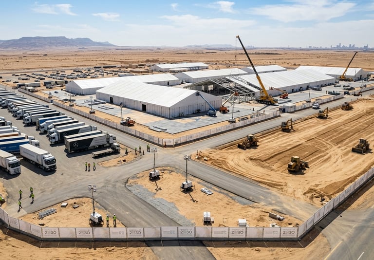 Turnkey event logistics & site support rental KSA. حلول الدعم اللوجستي وتجهيز الفعاليات بالمملكة