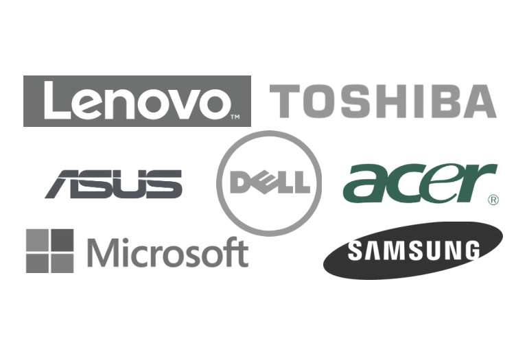 an image with all popular pc hardware manufacturers 