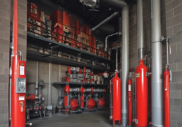 red fire extinguisher mounted on wall