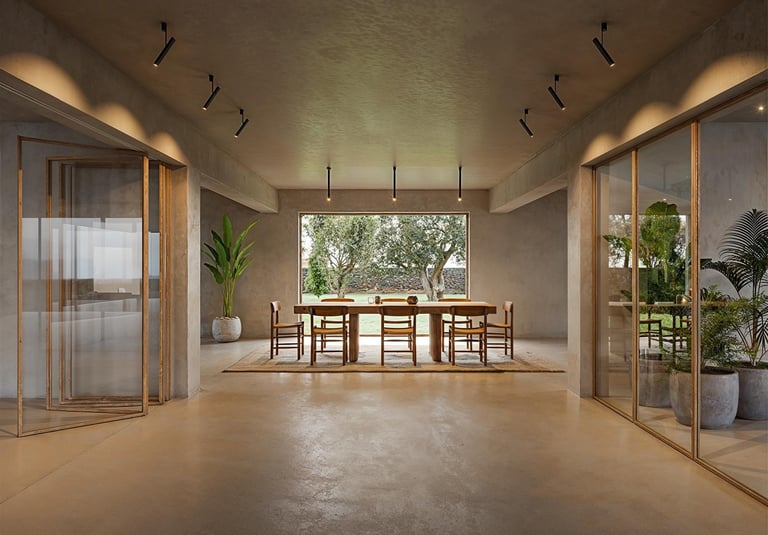 salón iluminado focos techo