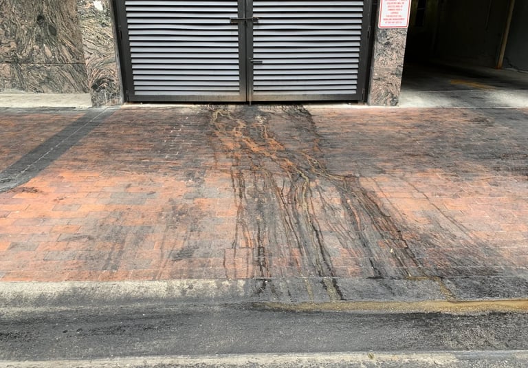 Dumpster pad cleaning service in Tacoma WA, using heated pressure washer