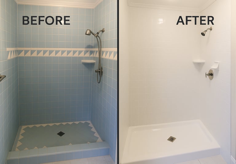 Full bathroom renovation including reglazing and tile refresh