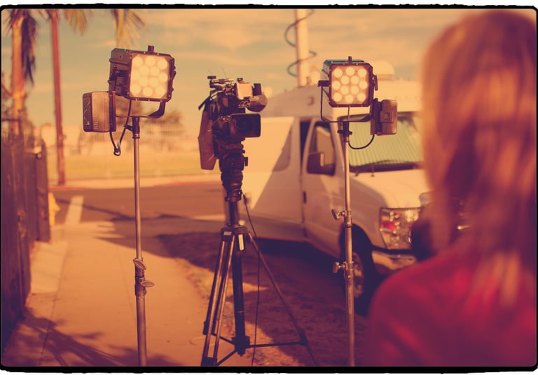Angie Crouch reporting News Cameras and lights