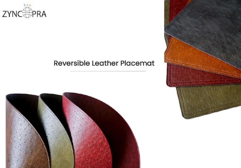 Individuales de cuero reversibles en tonos rojo, verde y marrón – Zyncopra