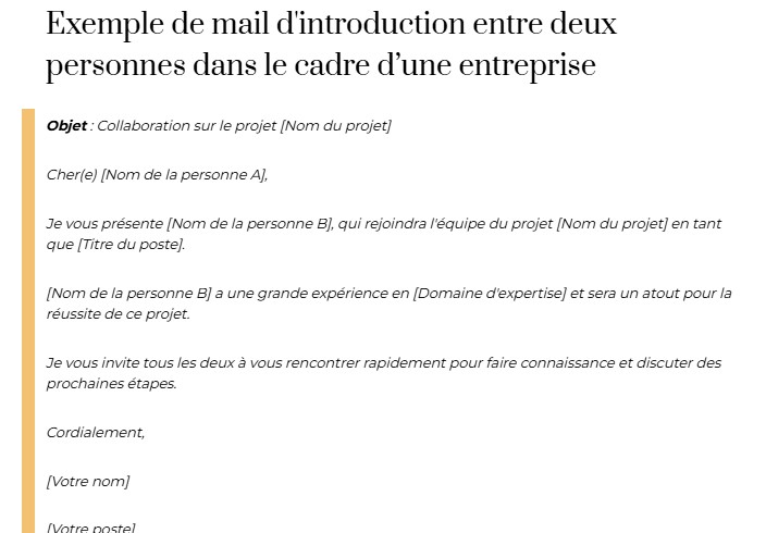 mail d'introduction entre deux personnes