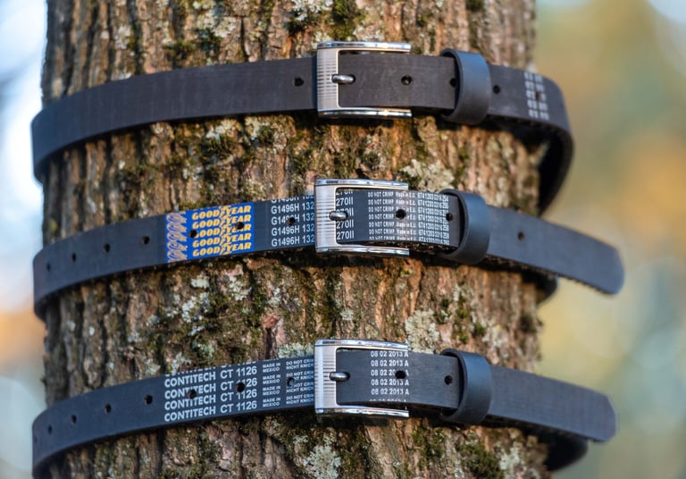 belts wrapped around tree
