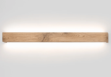 a wooden shelf with a wooden shelf and a light fixture