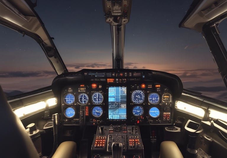 Close-up of a sleek LED aviation light glowing against a dark sky.