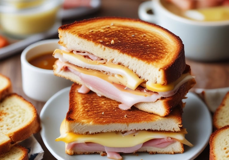 A colorful display of fresh sandwiches and salads arranged on a wooden table.