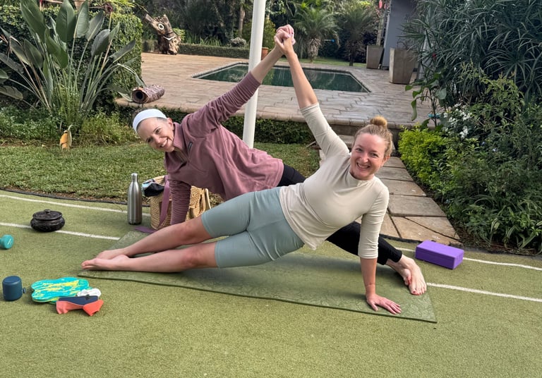 Partner yoga, for mind and body coordination and strength
