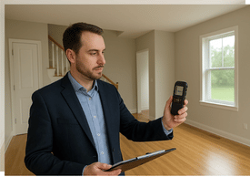 a man in a suit and a tablet computer