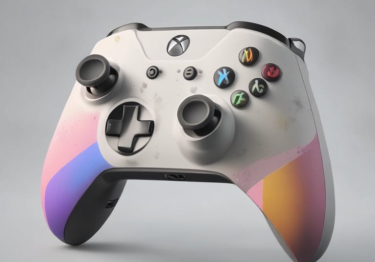 A vibrant collage showing Xbox and PlayStation controllers alongside social media icons.