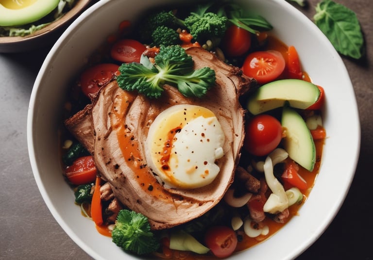 Single serve meal neatly packed with fresh vegetables and grains.