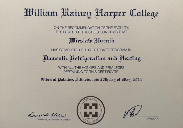 HVAC certification for residential heating and air conditioning