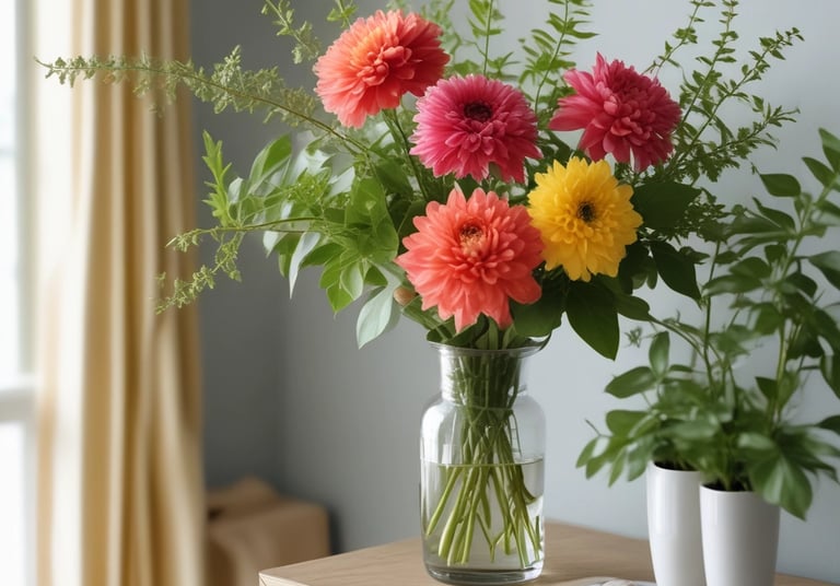 A cozy living room wall adorned with vibrant, downloadable printable wall art from Happy Printables Art.